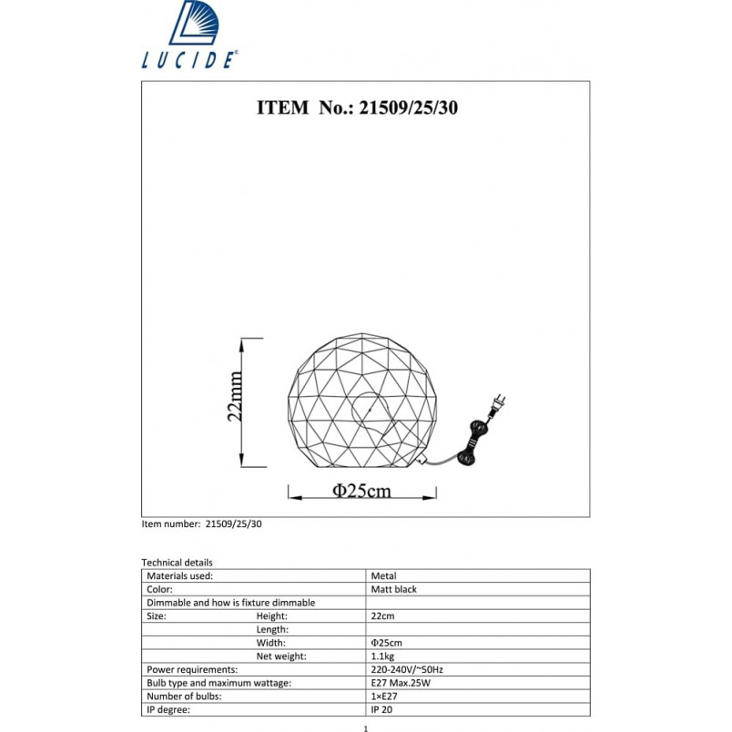 Lampa stołowa czarna Lucide - Geometryczny design | Kup teraz
