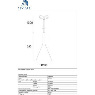 Lampa wisząca Gipsy Lucide - Biała, Loftowa | Kup Teraz