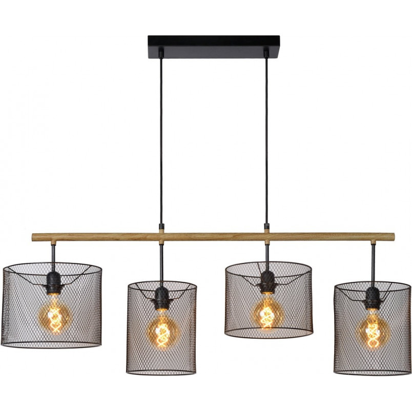 Lampa wisząca Baskett IV | Loftowa czarna lampa E27 | Lucide