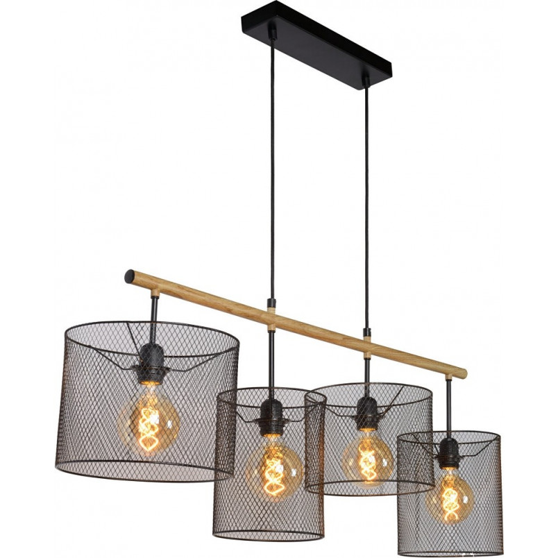 Lampa wisząca Baskett IV | Loftowa czarna lampa E27 | Lucide
