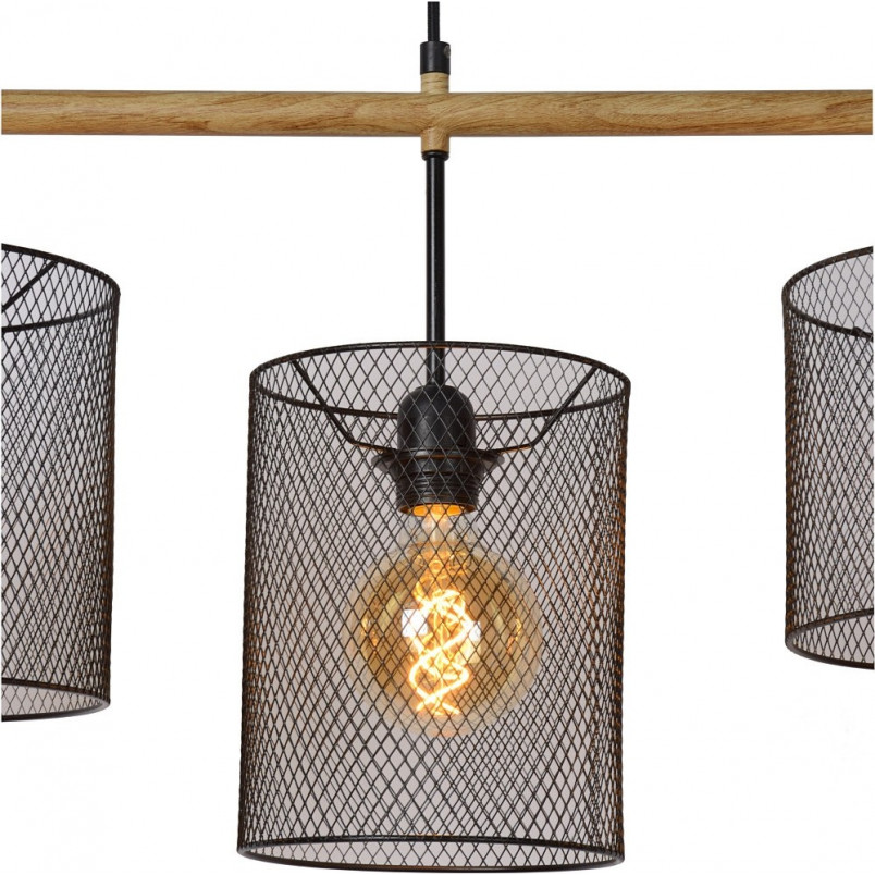 Lampa wisząca Baskett IV | Loftowa czarna lampa E27 | Lucide