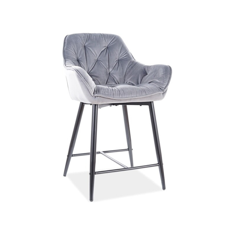 Krzesło barowe Cherry Velvet szare Signal | Elegancki design