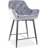 Krzesło barowe Cherry Velvet szare Signal | Elegancki design