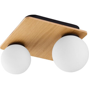 Plafon szklany podwójny Bianca Wood II 24cm biało-drewniany TK Lighting