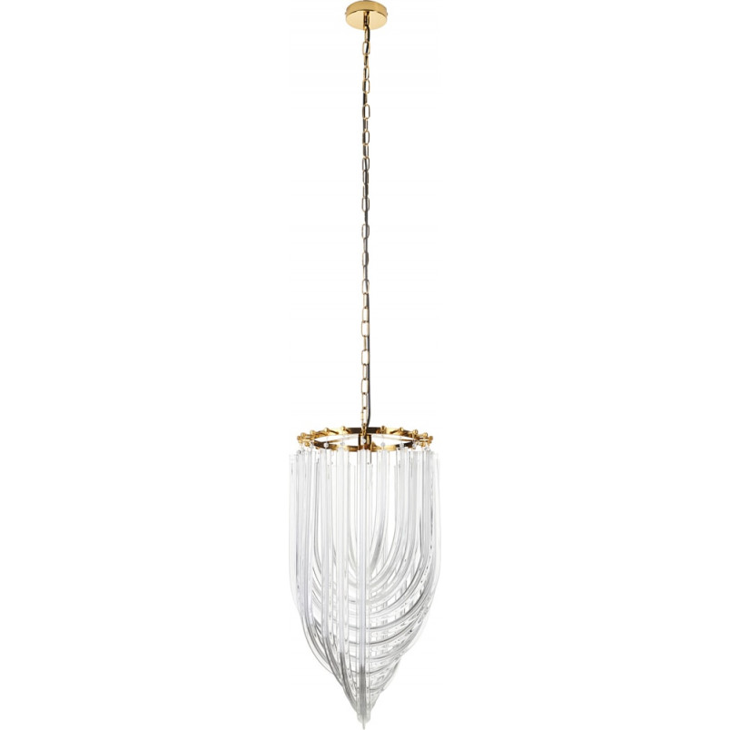 Elegancka Lampa wisząca kryształowa glamour Wave 60cm przeźroczysta/złota Step Into Design do salonu i sypialni