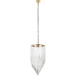 Elegancka Lampa wisząca kryształowa glamour Wave 60cm przeźroczysta/złota Step Into Design do salonu i sypialni