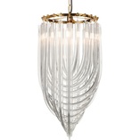 Elegancka Lampa wisząca kryształowa glamour Wave 40cm przeźroczysta/złota Step Into Design do salonu i sypialni