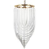 Elegancka Lampa wisząca kryształowa glamour Wave 40cm przeźroczysta/złota Step Into Design do salonu i sypialni