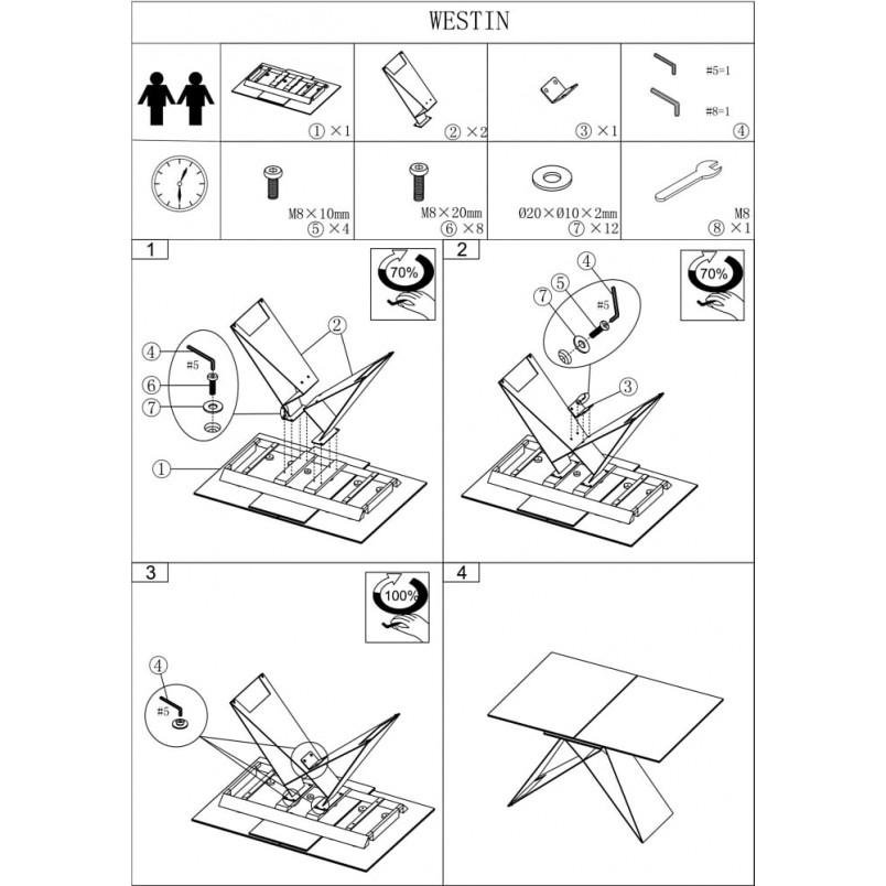 Stół rozkładany Westin Signal | Nowoczesny design, biały marmur