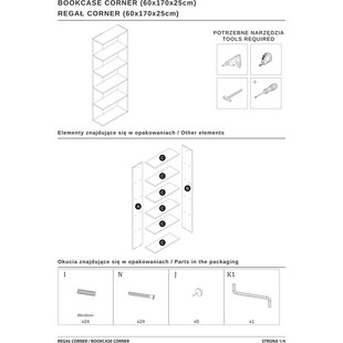 Regał stojący Corner Signal | 170x60cm | Dąb Wotan/Czarny