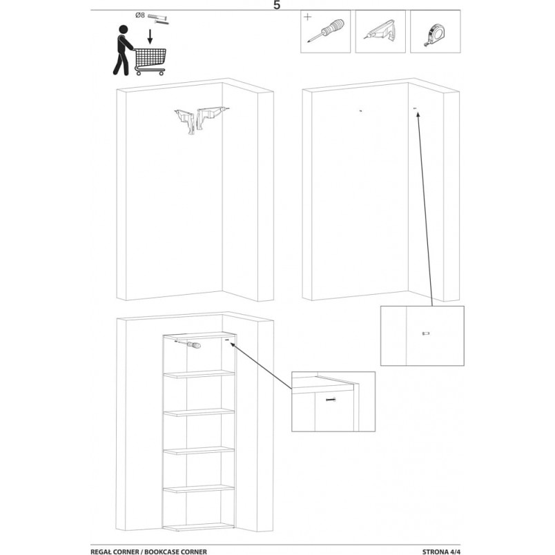 Regał stojący Corner Signal | 170x60cm | Dąb Wotan/Czarny