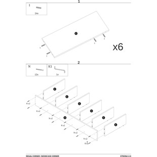 Regał stojący Corner Signal | 170x60cm | Dąb Wotan/Czarny