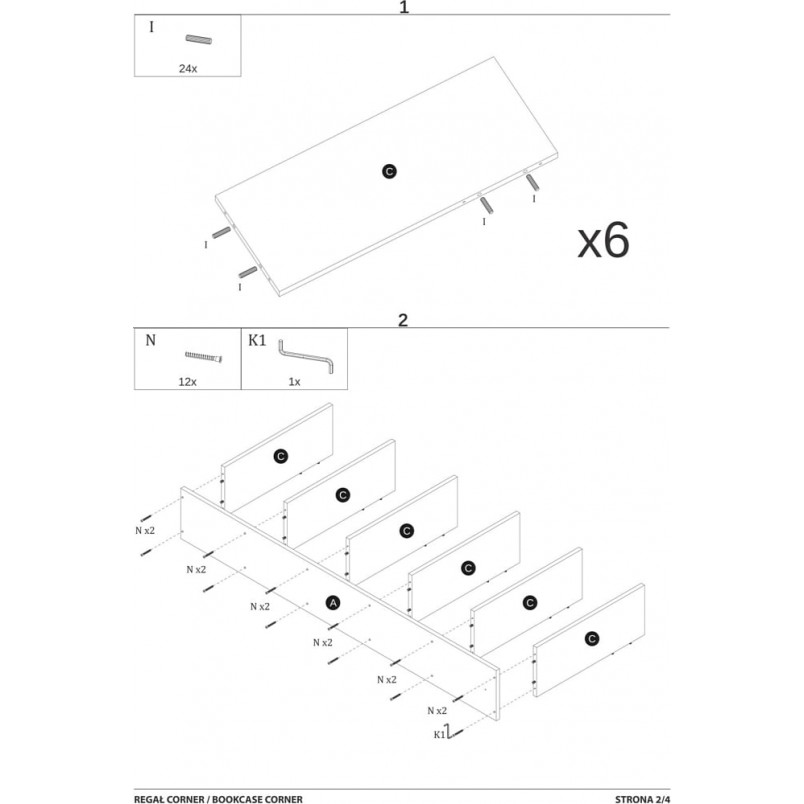 Regał stojący Corner Signal | 170x60cm | Dąb Wotan/Czarny