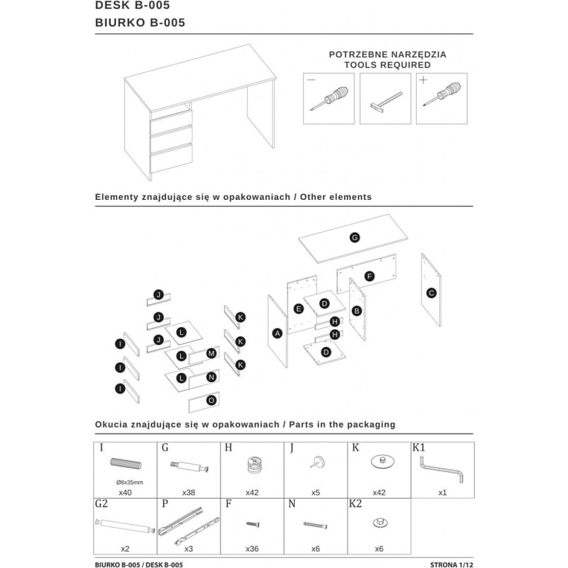 Biurko loft Signal B-005 120cm - Dąb Wotan / Antracyt | Biurka