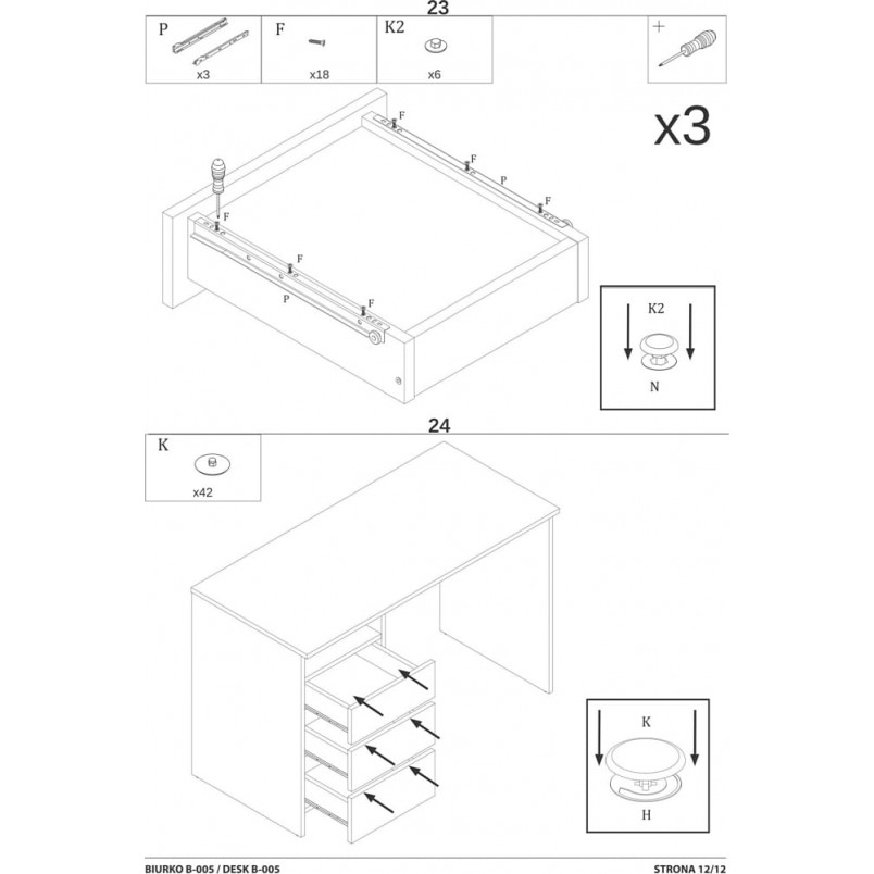 Biurko loft Signal B-005 120cm - Dąb Wotan / Antracyt | Biurka