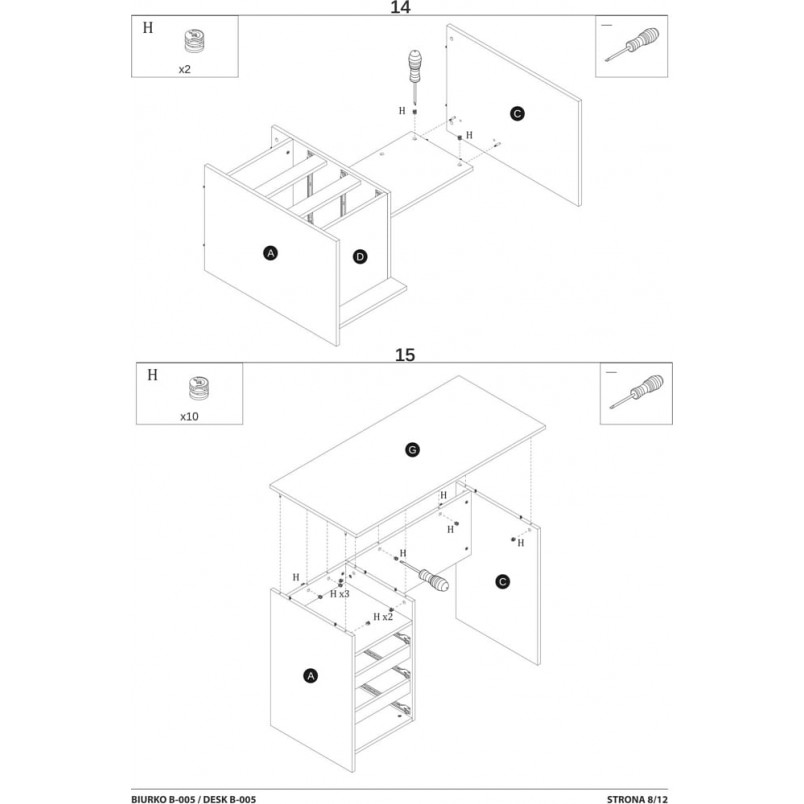 Biurko loft Signal B-005 120cm - Dąb Wotan / Antracyt | Biurka