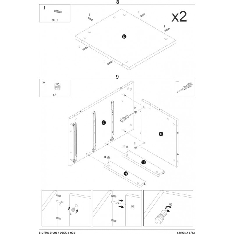 Biurko loft Signal B-005 120cm - Dąb Wotan / Antracyt | Biurka