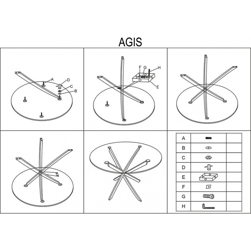 Stół szklany Agis 90cm złote nogi | Signal - Elegancki design