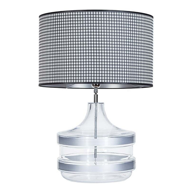 Lampy na komodę| Lampa stołowa szklana z abażurem Baden Baden szara 4Concept