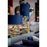 Lampy na komodę| Lampa stołowa szklana z abażurem Baden Baden niebieska 4Concept