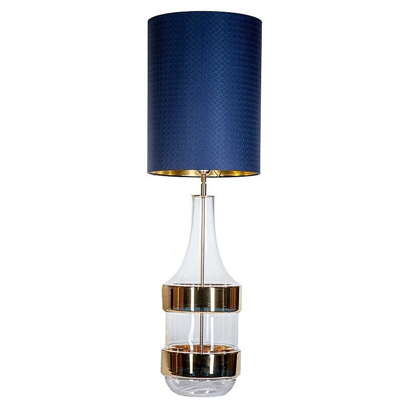Lampa stołowa szklana Biaritz | Niebieski abażur | 4Concept