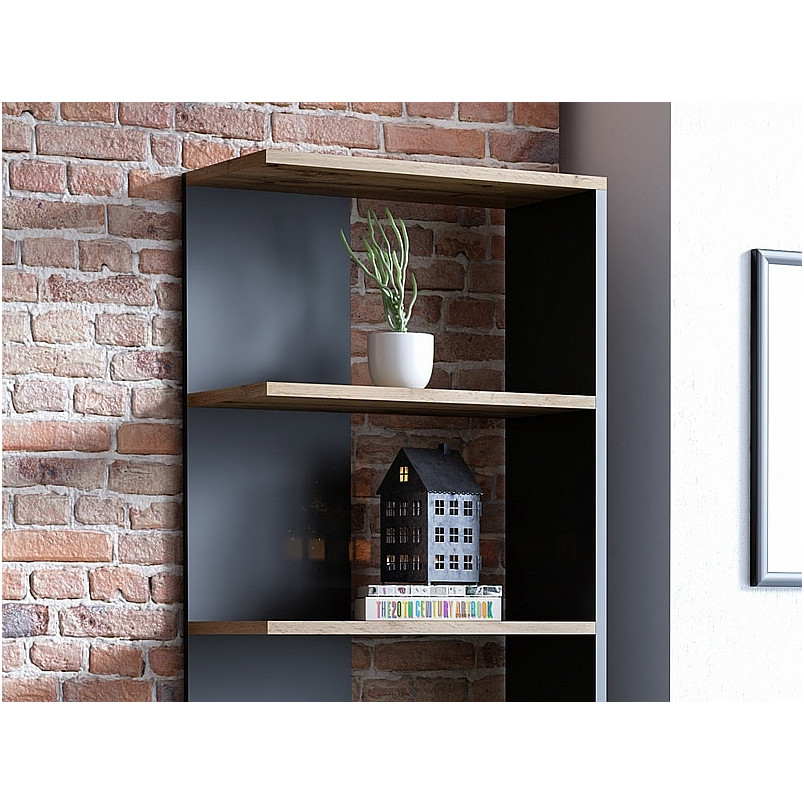 Regał stojący Corner Signal | 170x60cm | Dąb Wotan/Czarny