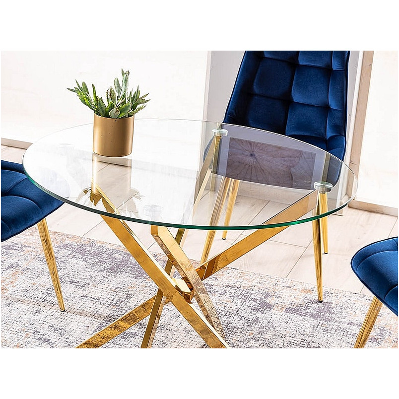 Stół szklany Agis 90cm złote nogi | Signal - Elegancki design