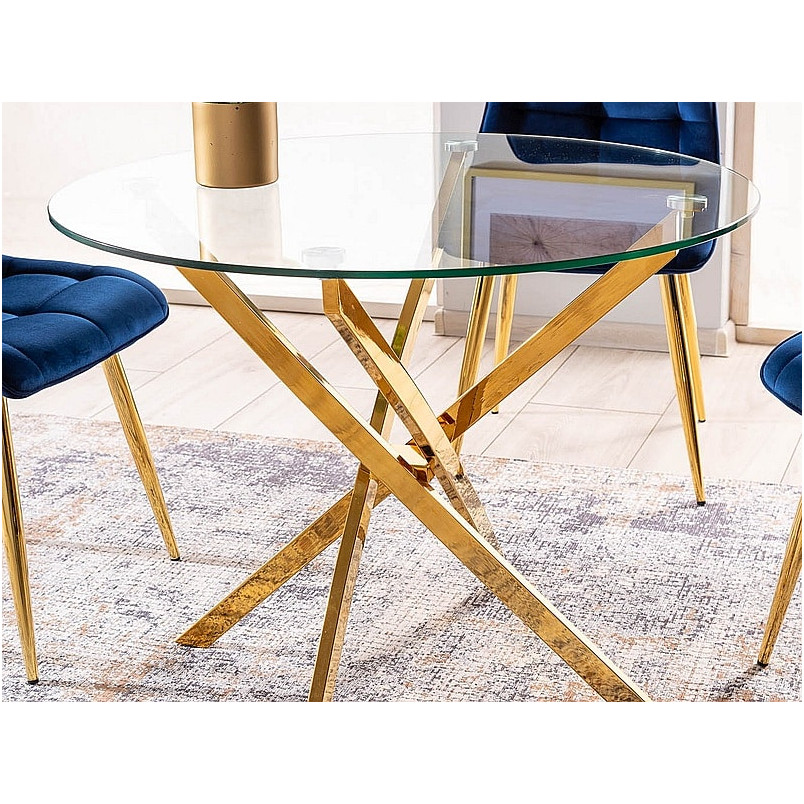 Stół szklany Agis 90cm złote nogi | Signal - Elegancki design