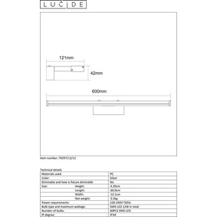 Kinkiet Łazienkowy LED Lucide Onno 60cm - Chrom