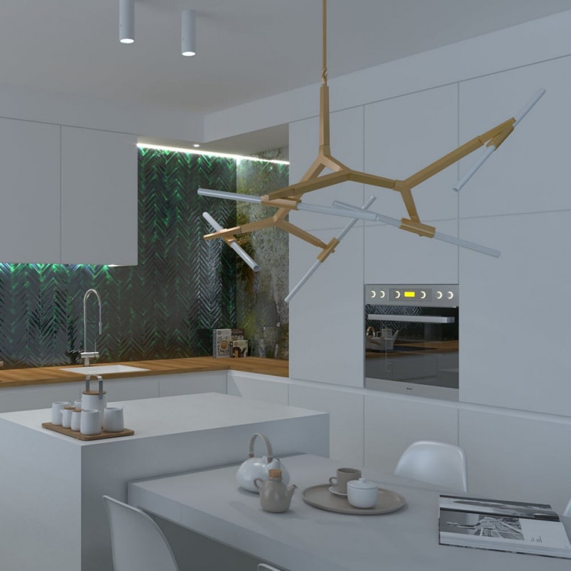 Lampa Sticks Złota | Designerska Lampa Wisząca | Step Design