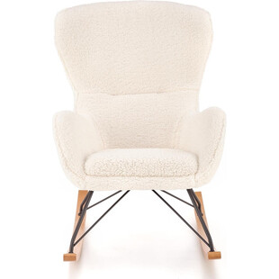 Fotel bujany bouclé Liberto kremowy / czarny / naturalny Halmar