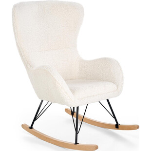 Fotel bujany bouclé Liberto kremowy / czarny / naturalny Halmar