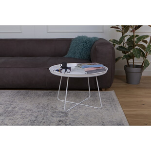 Okrągły stolik metalowy z tacą Rod 63cm biały Nordifra