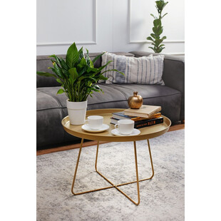 Stolik metalowy Rod Nordifra - Złoty, 63cm | Elegancki design