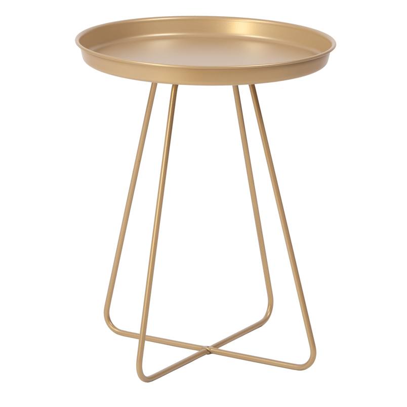 Stolik metalowy Rod Nordifra - Złoty, 43cm | Elegancki design