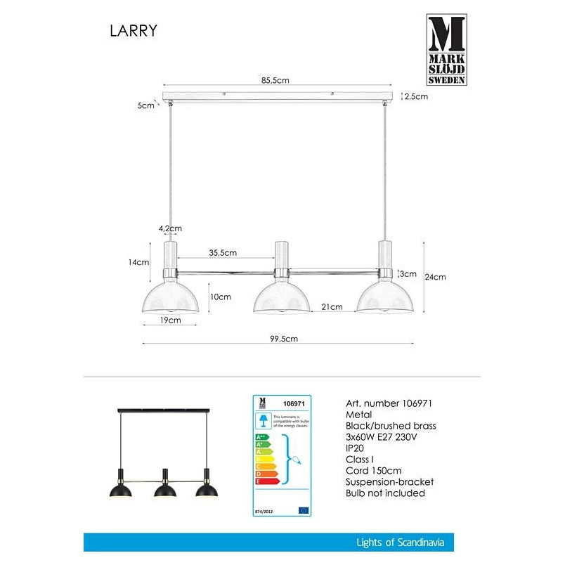 Lampa sufitowa Larry Gold czarna | Markslojd - Kup teraz!