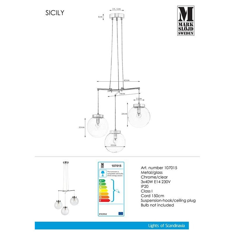 Lampa wisząca Sicily III - szklane kule, Markslojd | Kup teraz!