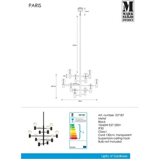 Lampa sufitowa dekoracyjna Paris 69cm czarna Markslojd
