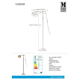 Lampa podłogowa Chester, miedź - Markslojd | Industrialny design