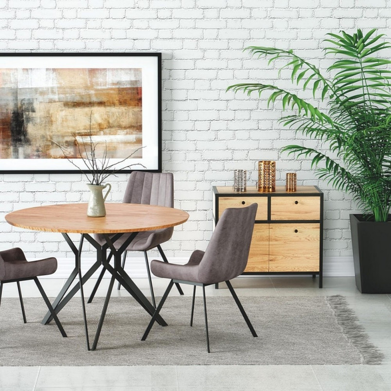 Stół okrągły loft Pixel 120cm Halmar - Dąb złoty