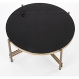 Stolik kawowy szklany Ismena Halmar | Czarny / Mosiądz - 80cm