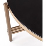 Stolik kawowy szklany Ismena Halmar | Czarny / Mosiądz - 80cm