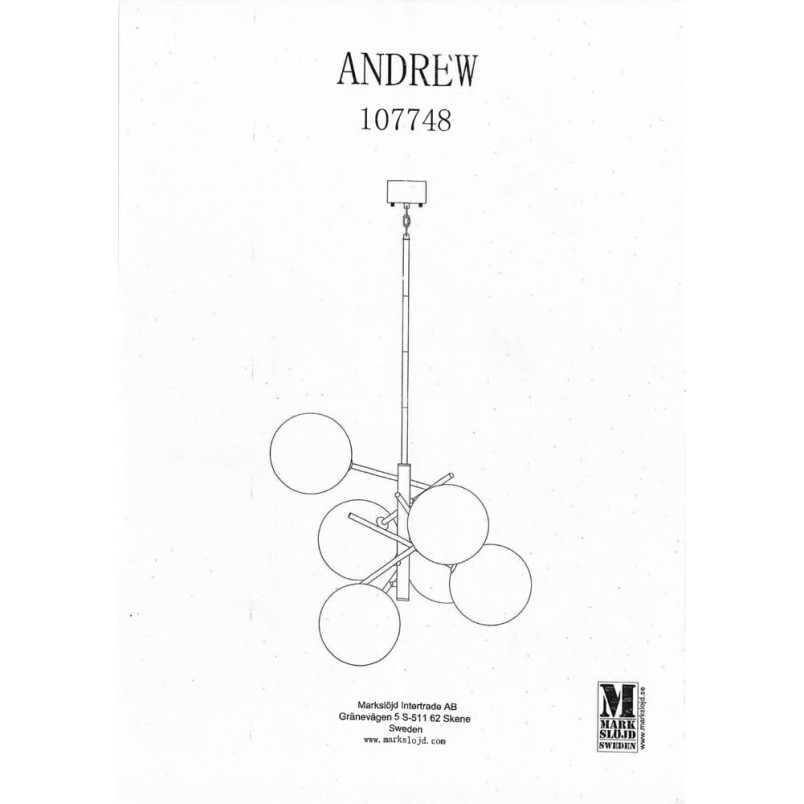 Lampa Andrew VI Markslojd - Szklane Kule | Elegancki Żyrandol