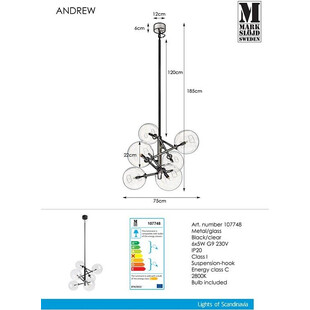 Lampa Andrew VI Markslojd - Szklane Kule | Elegancki Żyrandol