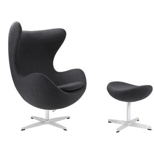 Fotel tapicerowany z podnóżkiem Jajo Cashmere Szary D2.Design