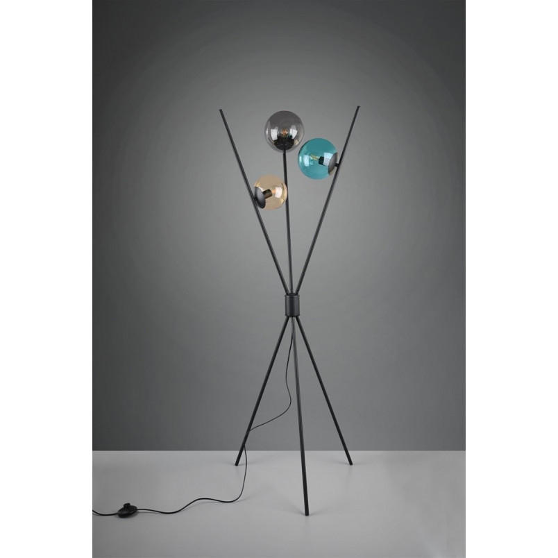 Lampa podłogowa Lance | Trio - Szklane kule, czarny mat