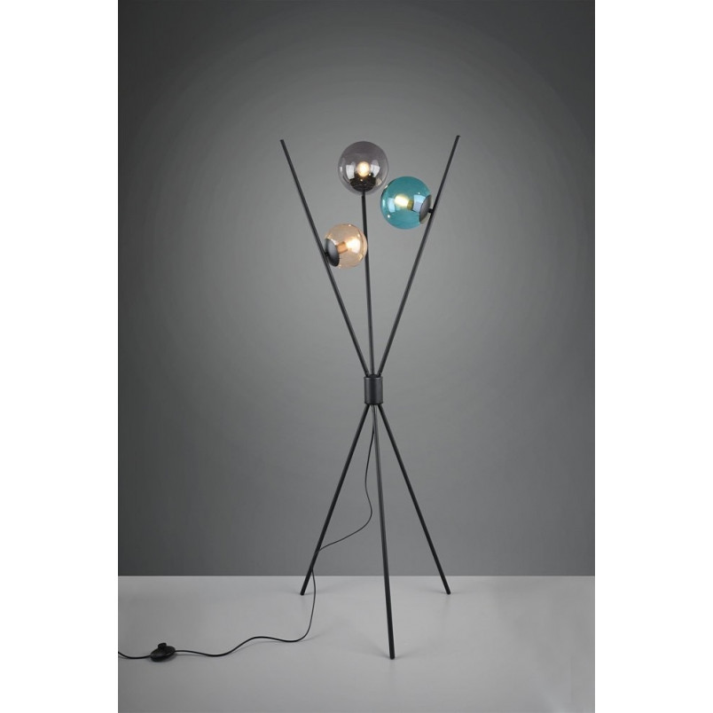 Lampa podłogowa Lance | Trio - Szklane kule, czarny mat
