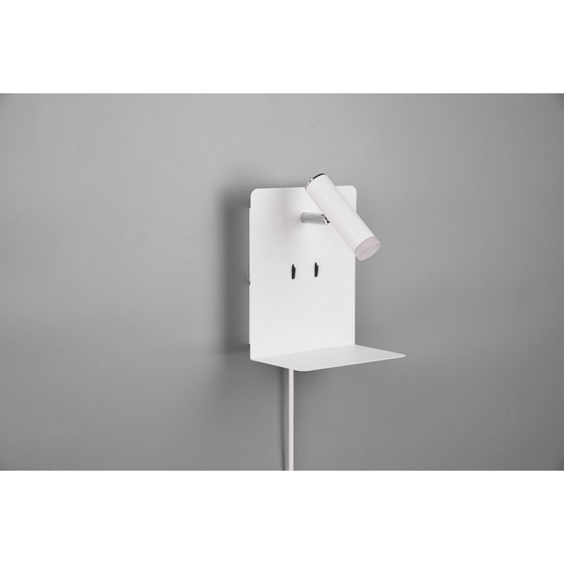Kinkiet LED Biały z Włącznikiem i USB Trio | Nowoczesne Oświetlenie