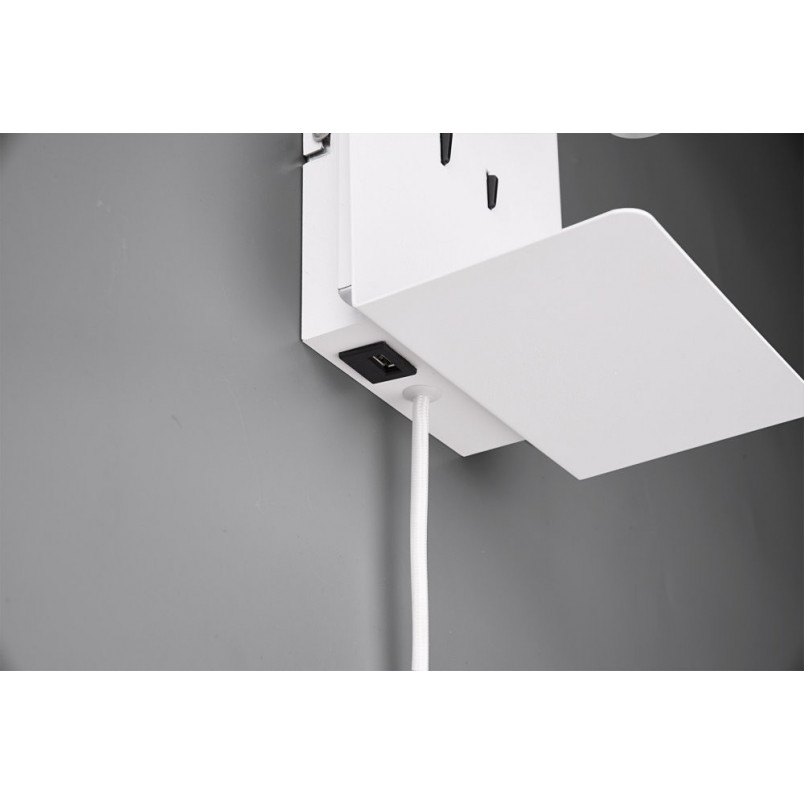 Kinkiet LED Biały z Włącznikiem i USB Trio | Nowoczesne Oświetlenie