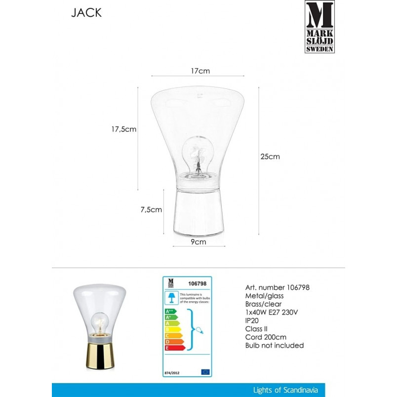 [OUTLET] Lampa stołowa Jack - złota, styl żarówka - promocja!